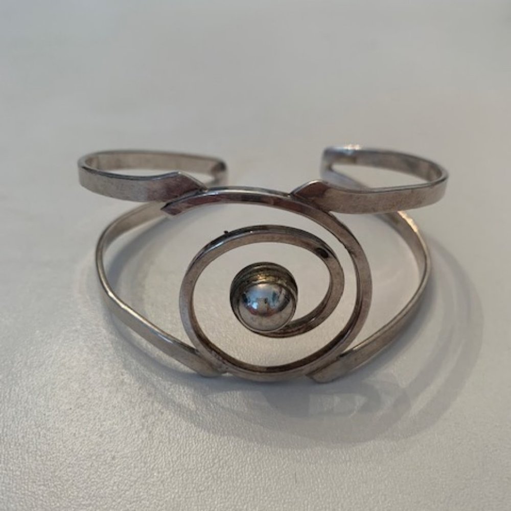 Sterling Silver Modern Swirl Adjustable Bracelet